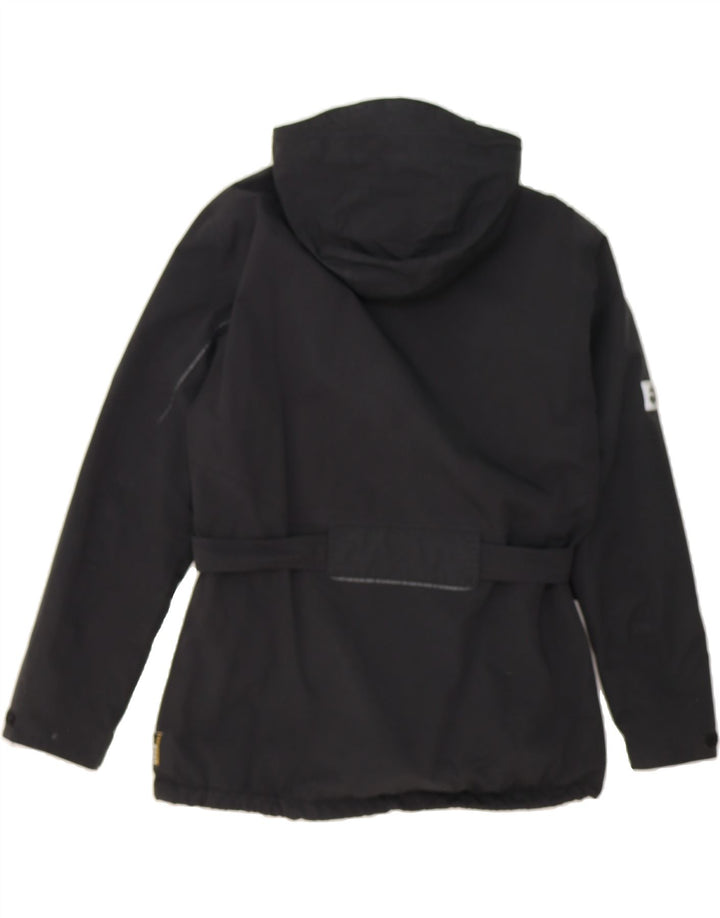 JACK WILLS Womens Hooded Windbreaker Jacket UK 16 Large Black Polyester Vintage Jack Wills and Second-Hand Jack Wills from Messina Hembry 