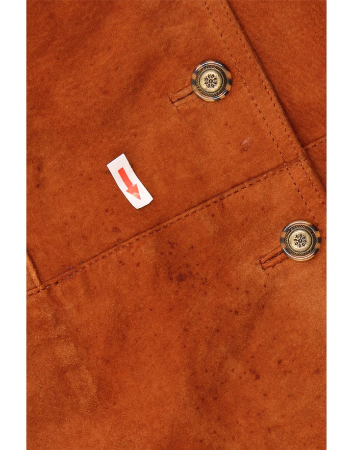 Zamszowa kamizelka damska VINTAGE UK 24 4XL Brązowa skóra