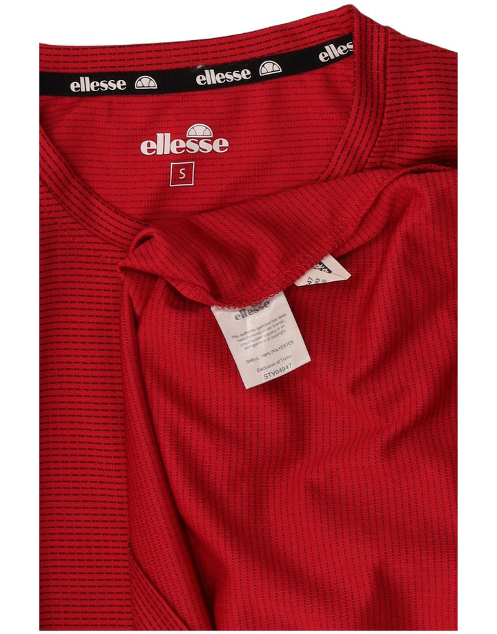 T-shirt męski Ellesse z poliestru w małe czerwone paski