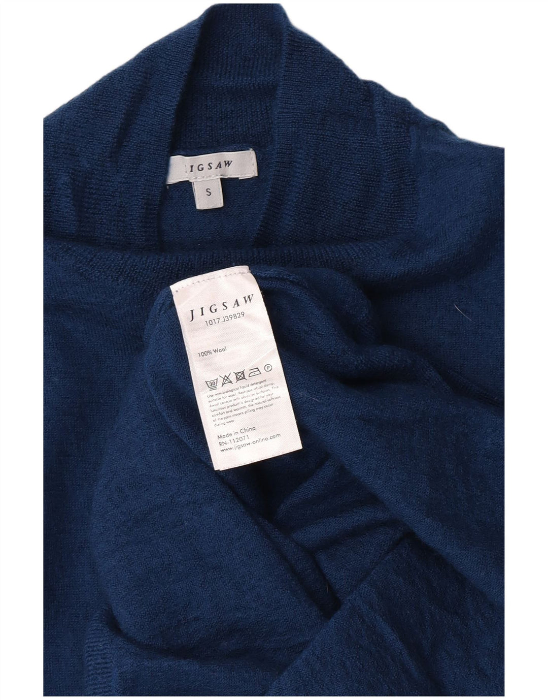 Sweter damski Jigsaw z golfem UK 8 Small Blue Wełna
