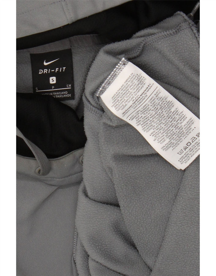 Męska bluza z kapturem Nike Dri Fit, mała, szara, poliestrowa z blokami kolorów