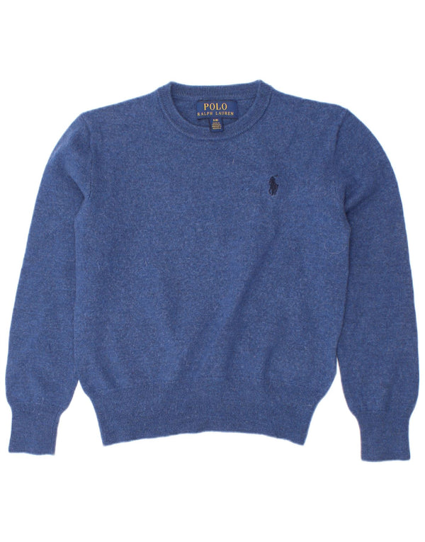 Polo Ralph Lauren Chłopięcy sweter z okrągłym dekoltem, 7-8 lat, mały, niebieski, wełniany