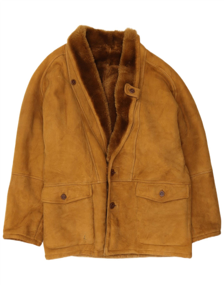 Vintage męska kurtka shearling IT 52 XL brązowa