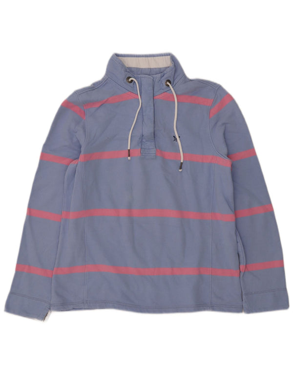 Crew Clothing Damska bluza z zamkiem błyskawicznym, UK 12, średnie niebieskie paski