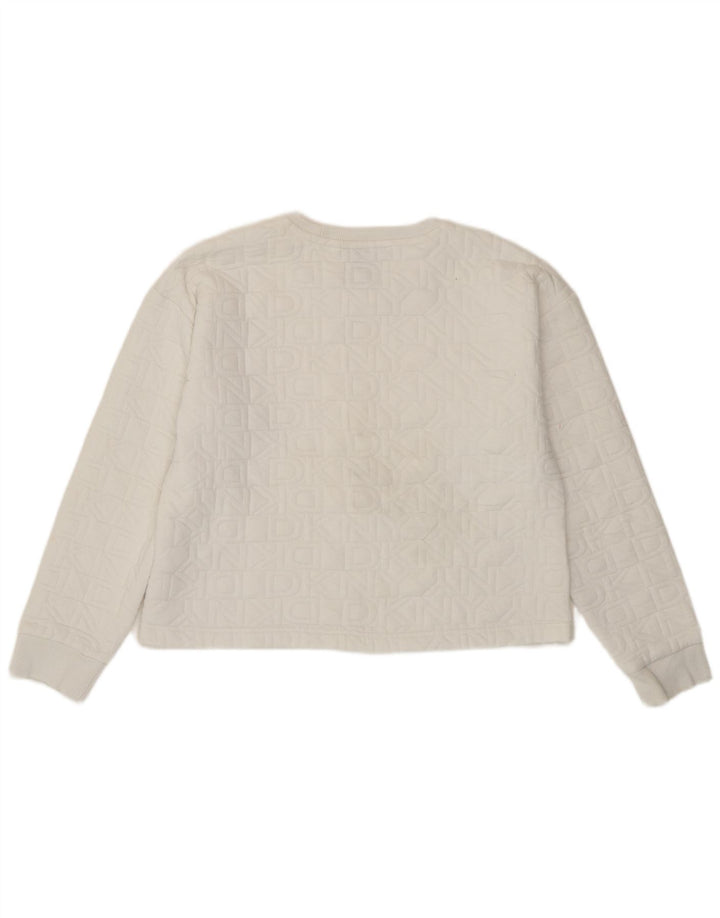 Damska bluza Dkny Crop Graphic Jumper UK 14 Średni biały poliester