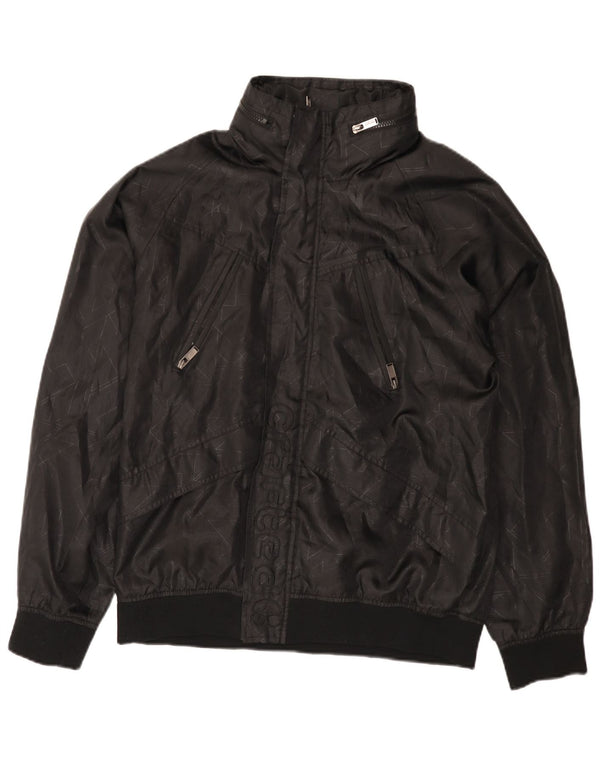 Męska kurtka bomber z kapturem w stylu vintage, graficzna UK 42 XL, czarna geometryczna