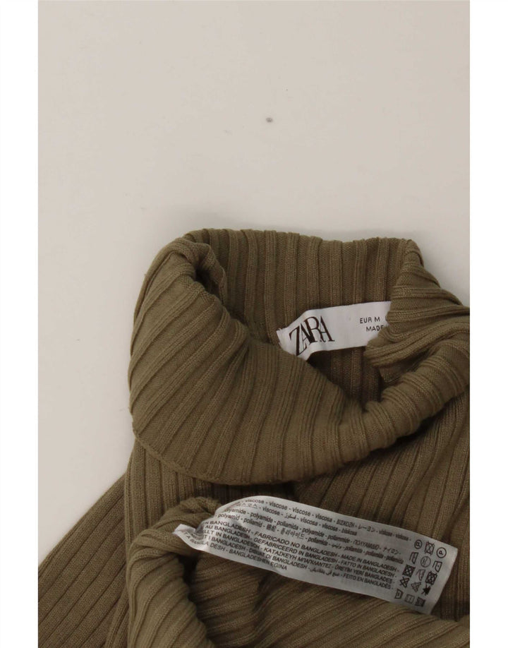 Damski top z długim rękawem Zara UK 12, średni khaki, wiskoza