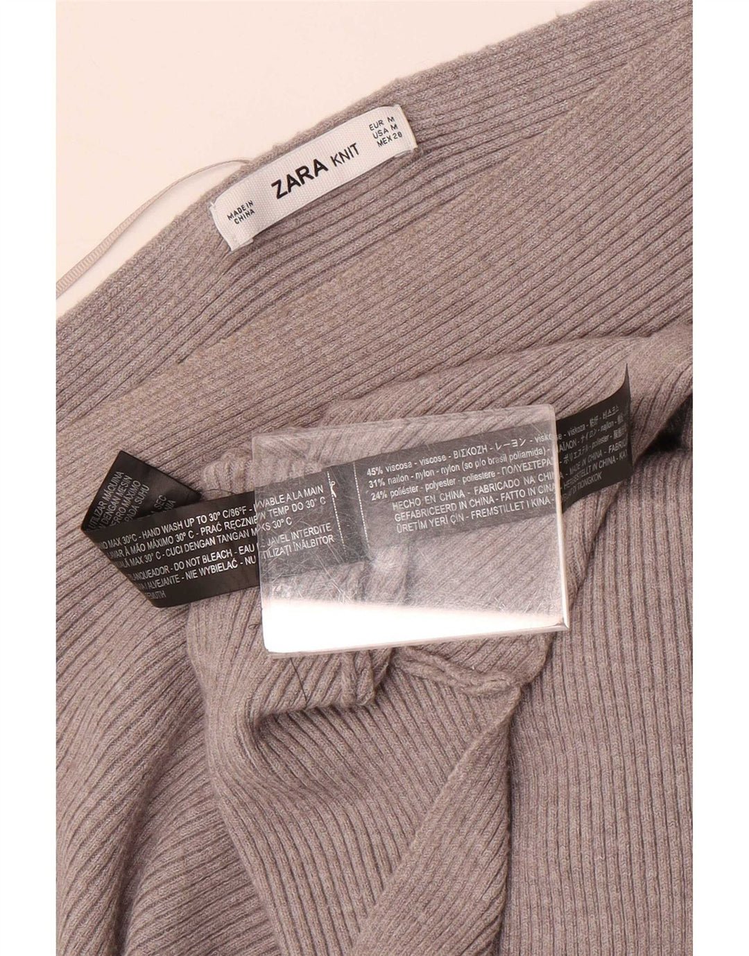 Damski sweter Zara z dekoltem w kształcie łódki w kształcie łódki, UK 12, średni szary, wiskoza
