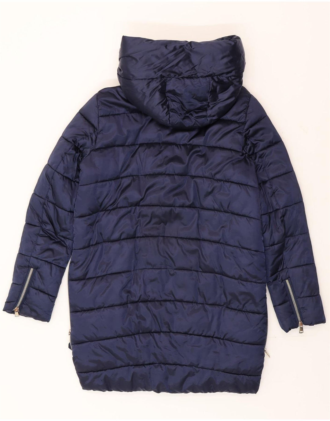 Guess Damski, oversize'owy, ocieplany płaszcz z kapturem UK 10, mały, granatowy, poliamid