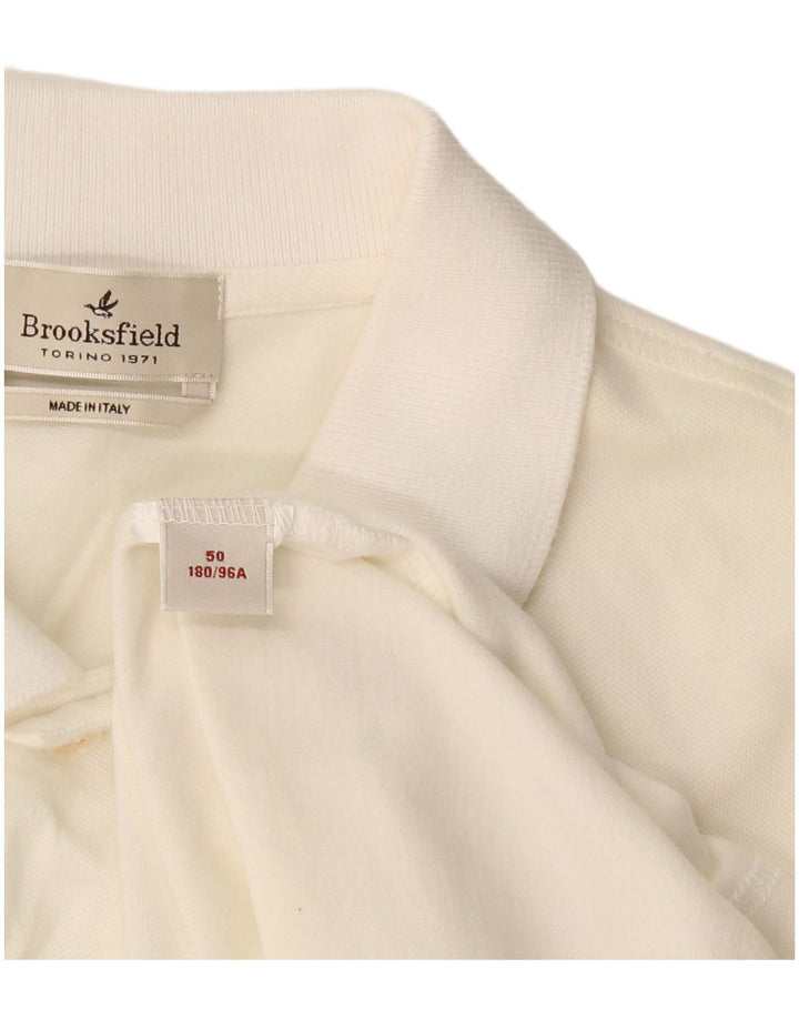BROOKSFIELD Mens Graphic Polo Shirt IT 50 Medium White