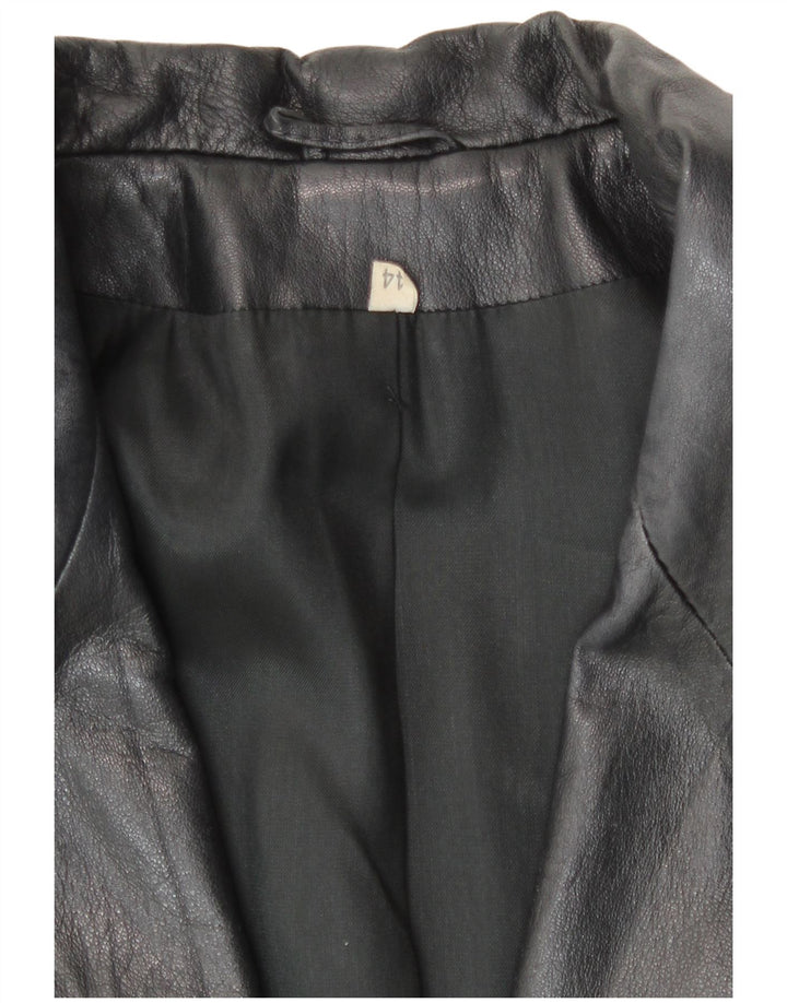 Vintage damska skórzana marynarka zapinana na 2 guziki IT 44 średnia czarna