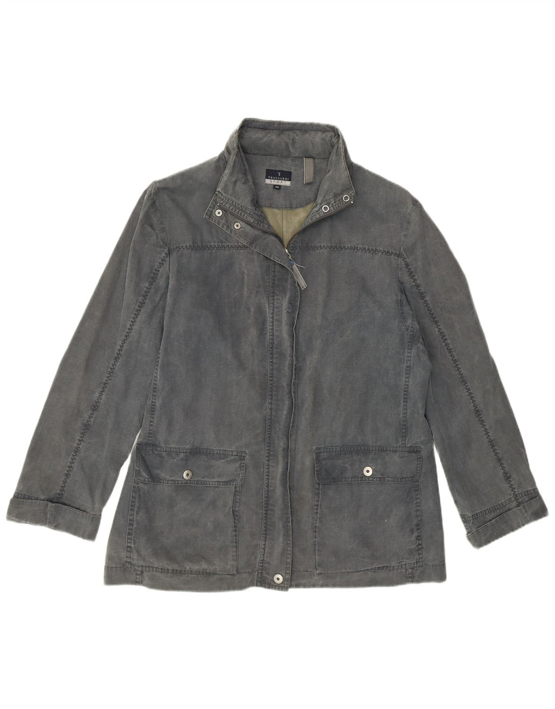 Damska kurtka użytkowa z kapturem TRUSSARDI IT 44, średnioszara, bawełniana