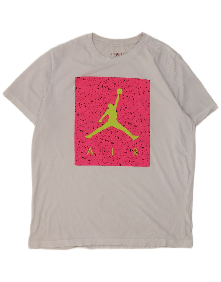 Męski T-shirt z grafiką Jordan, góra XL, biała bawełna