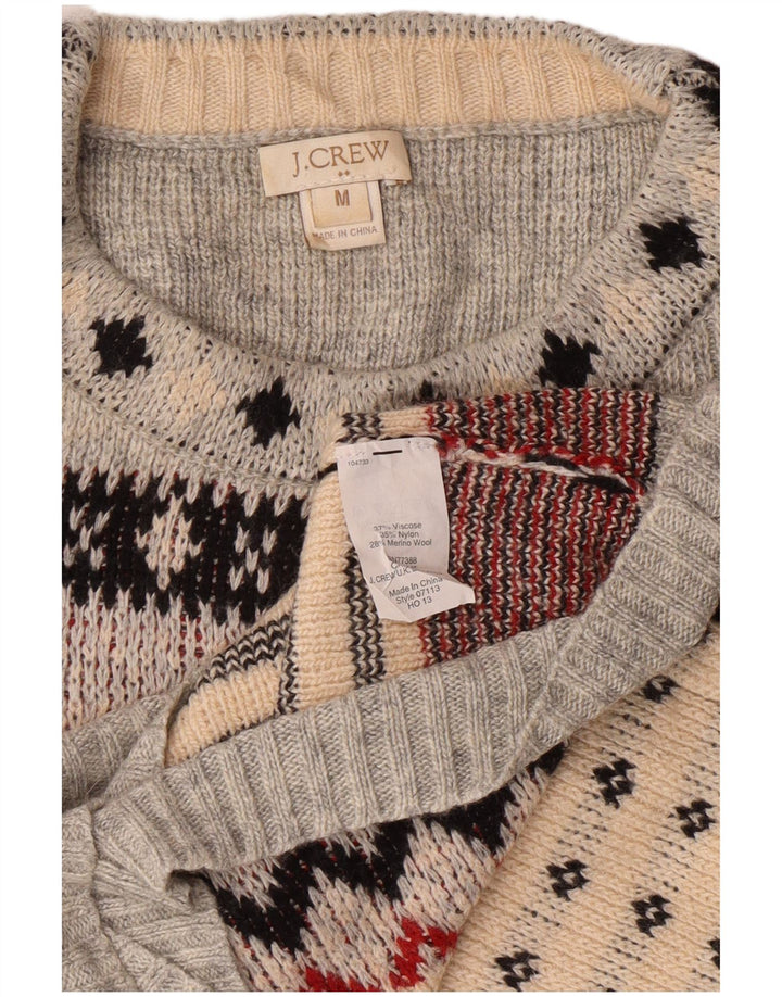 J. CREW Damski sweter z okrągłym dekoltem UK 12 Średni szary Fair Isle