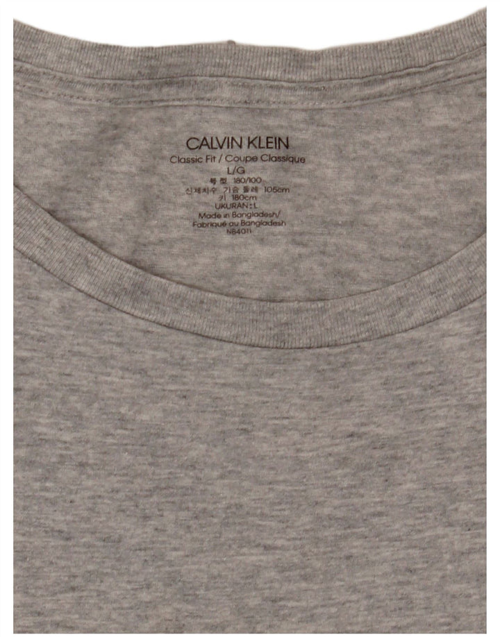 Męski T-shirt Calvin Klein o klasycznym kroju, duży, szary, nakrapiany
