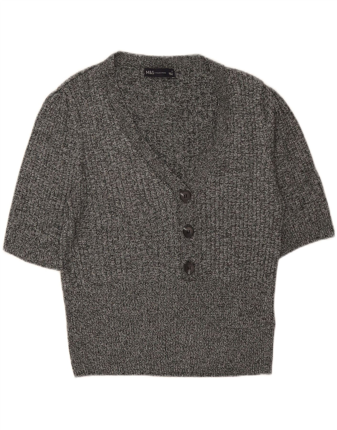 MARKS & SPENCER Womens Cardigan Sweater UK 14 Medium Grey Flecked Vintage Marks & Spencer and Second-Hand Marks & Spencer from Messina Hembry 