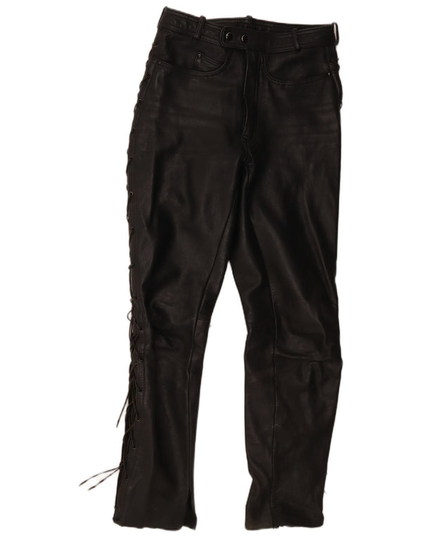 Męskie skórzane spodnie motocyklowe w stylu vintage IT 48 Medium W30 L31 Czarna skóra