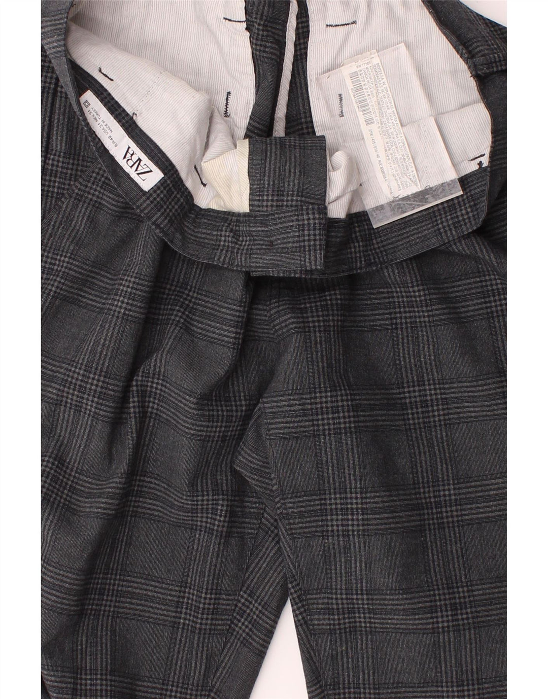 ZARA Mens Slim Suit Trousers EU 40 Medium W31 L28 Grey Check Polyester Vintage Zara and Second-Hand Zara from Messina Hembry 