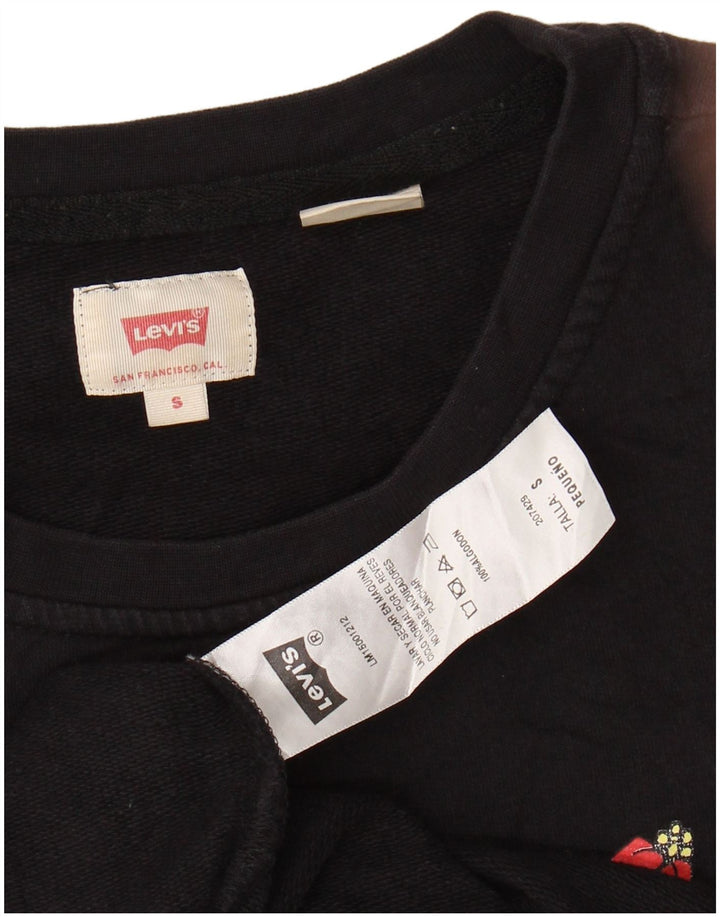 Damska bluza z grafiką LEVI'S, UK 10, mała, czarna, z bawełny w kwiaty