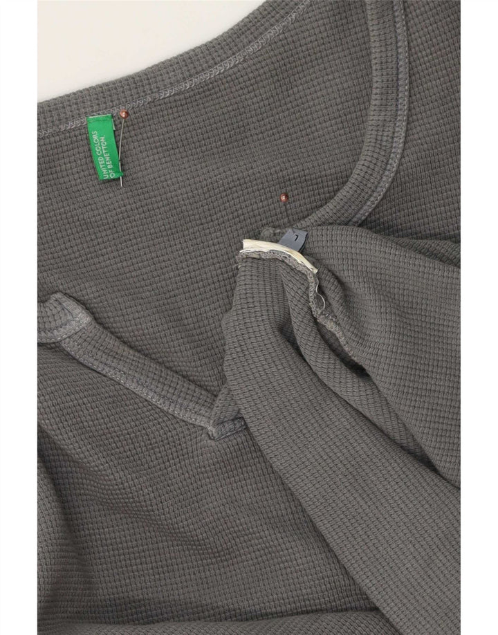 Męski top Benetton z długim rękawem, duży, szary, bawełniany