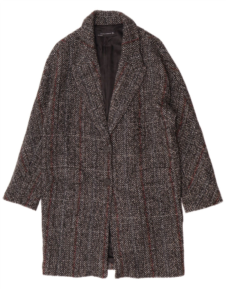 Płaszcz damski Zara UK 14 Średni szary, wełniany w kratkę