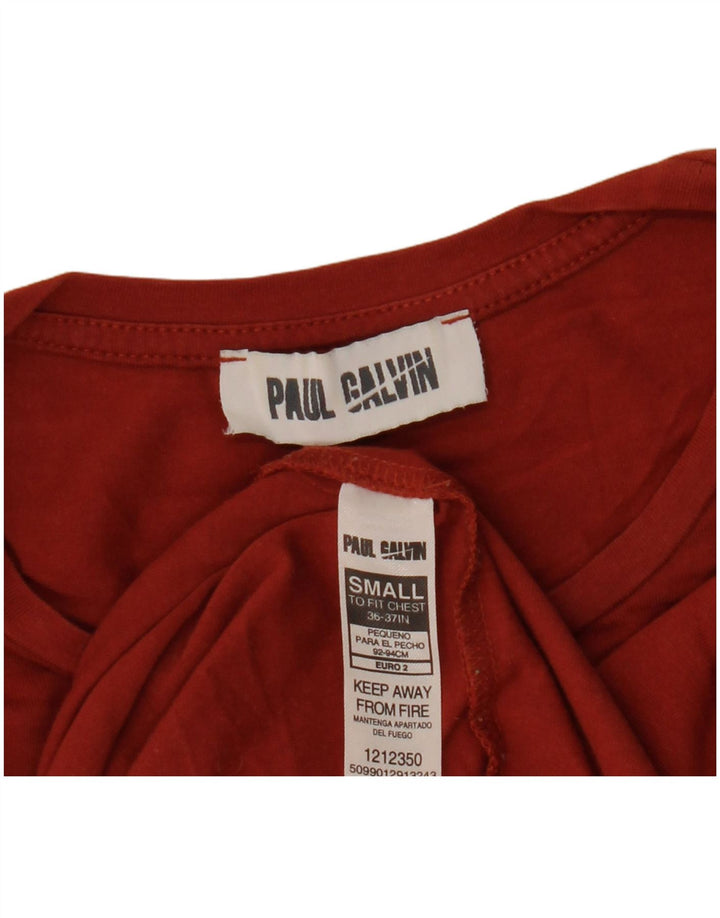 T-shirt męski w stylu vintage, mały, bordowy, bawełniany