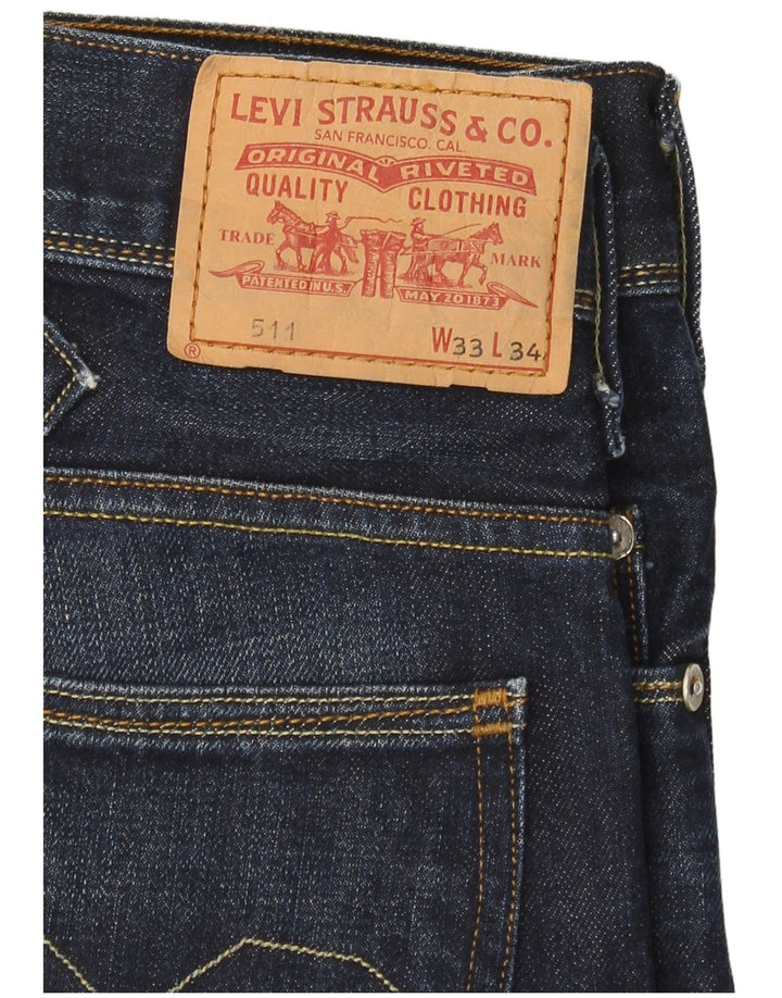 Damskie jeansy Levi's 511 Slim W33 L34 Granatowa bawełna
