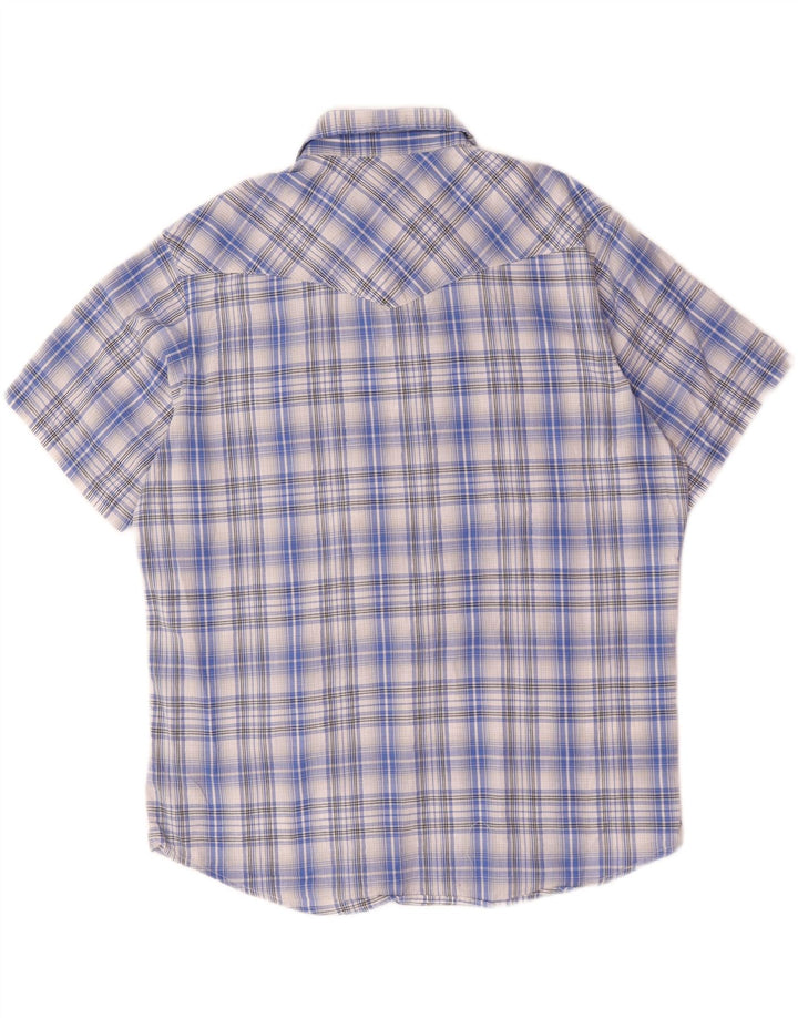 Męska koszula z krótkim rękawem Wrangler Western w niebieskiej kratce XL