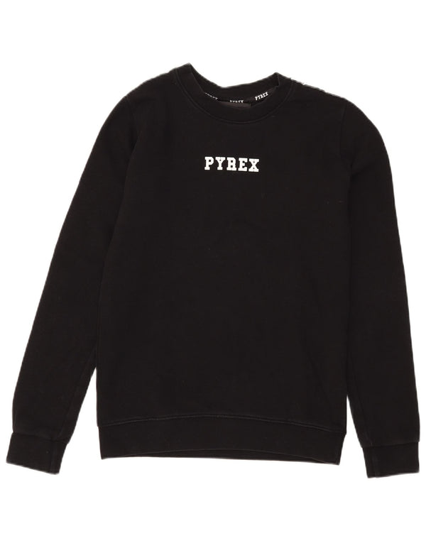 Damska bluza z grafiką Pyrex, UK 6 XS, czarna bawełna