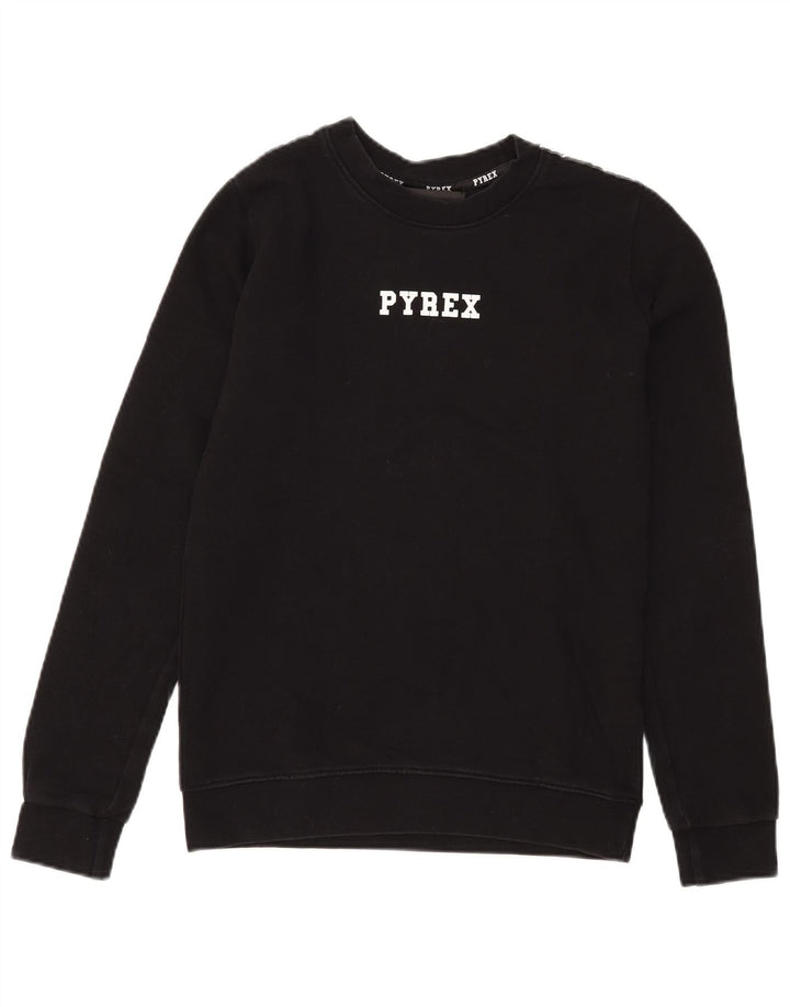 Damska bluza z grafiką Pyrex, UK 6 XS, czarna bawełna