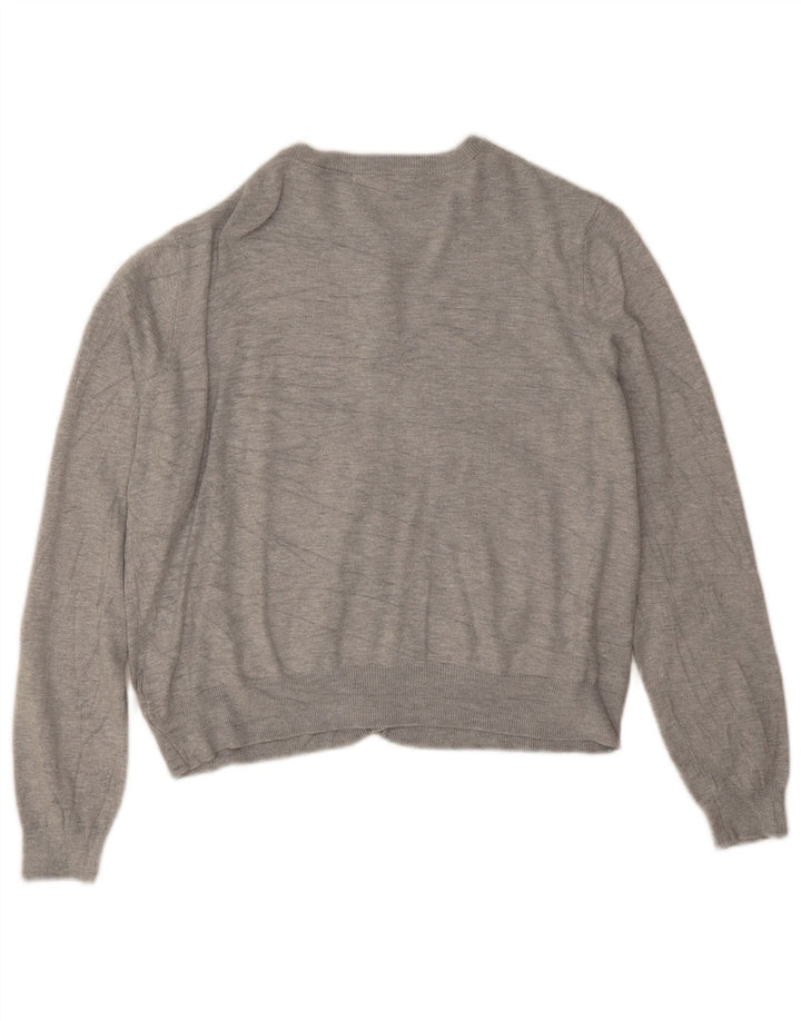 Marks & Spencer Krótki sweter damski UK 16, duży, szary, wiskoza