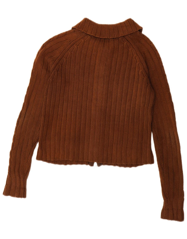 Sweter damski Zara z pełnym zamkiem, UK 10, mały, brązowy, bawełniany