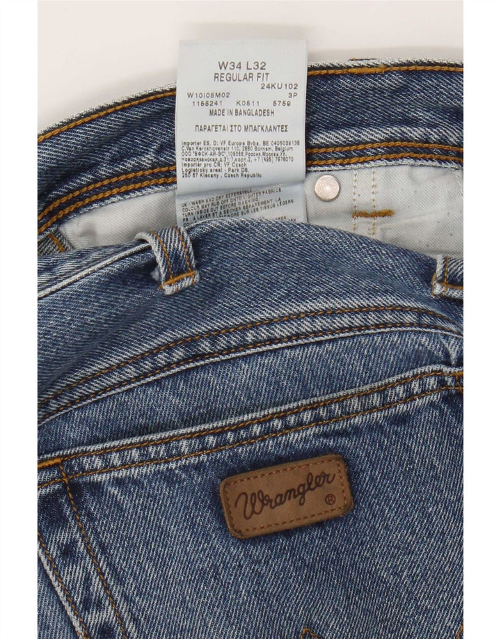Męskie jeansy Wrangler o prostym kroju W34 L32, niebieska bawełna