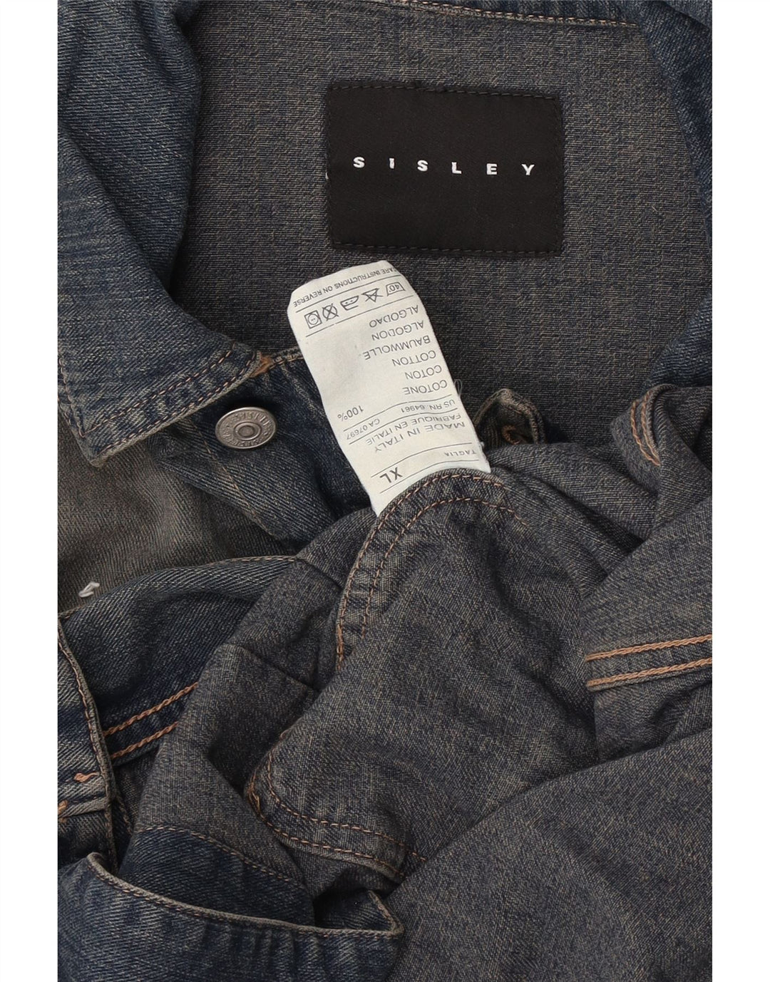 Męska kurtka dżinsowa Sisley UK 42 XL, niebieska, bawełniana