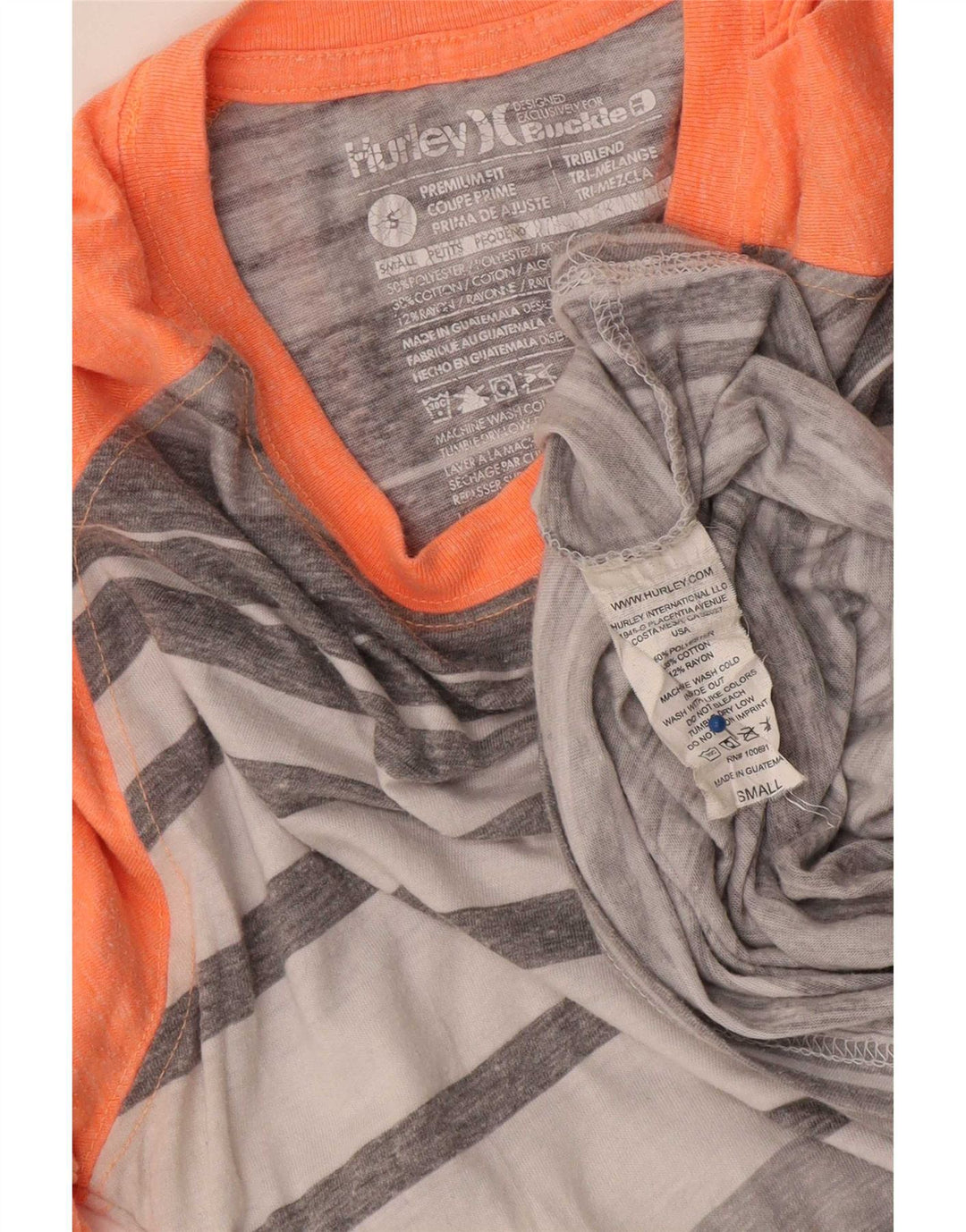 Damski top Hurley Premium Fit z rękawem 3/4, UK 10, mały, szary, poliestrowy w paski