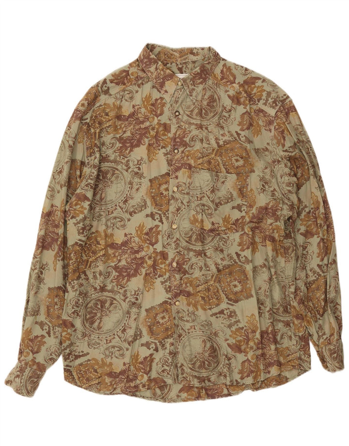 Koszula męska Massaro, duża, khaki, w kwiaty