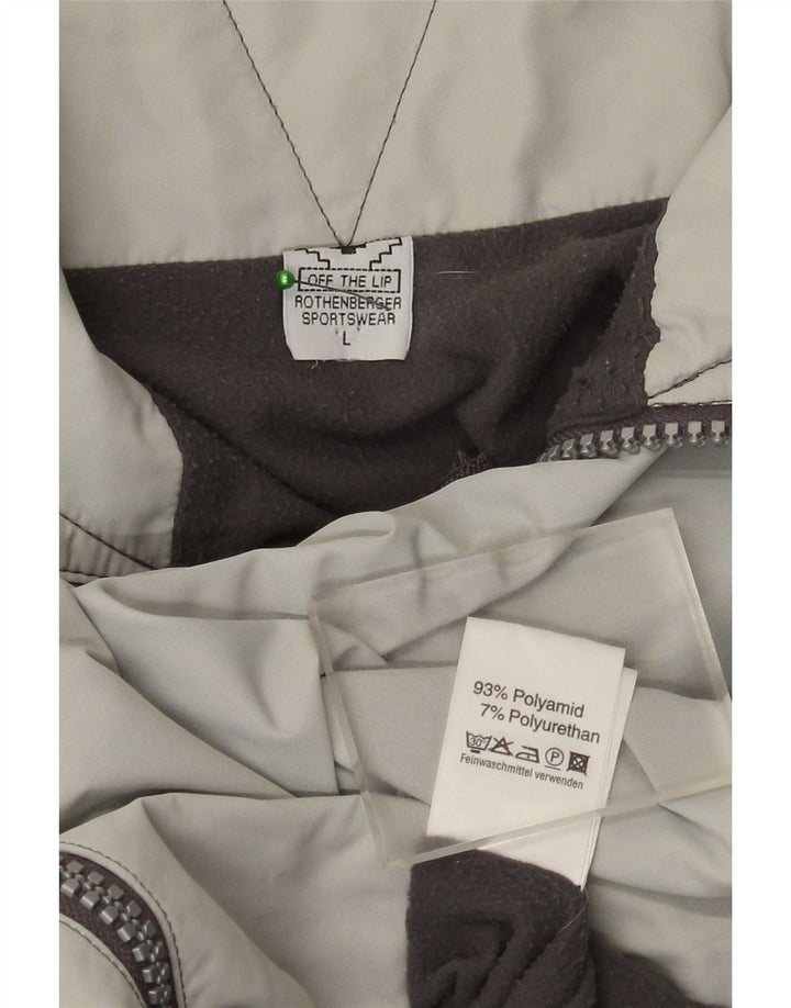 Vintage męska graficzna, oversize'owa kurtka bomber UK 40, duża, szara, poliamidowa