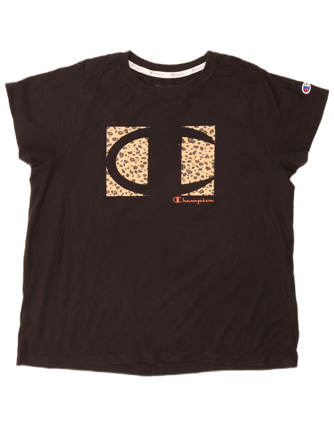 Damska koszulka z grafiką Champion Top UK 18 XL, czarna bawełna