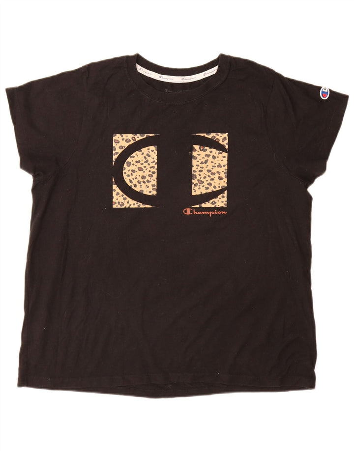 Damska koszulka z grafiką Champion Top UK 18 XL, czarna bawełna