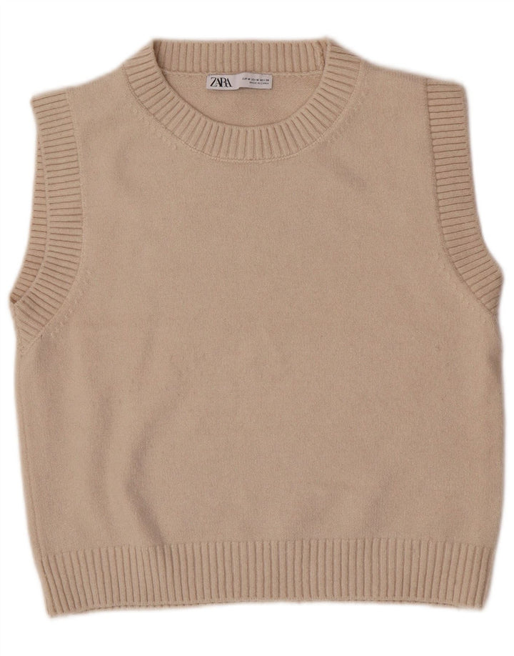 Damski podkoszulek Zara Crop Vest UK 12, średni beżowy poliester