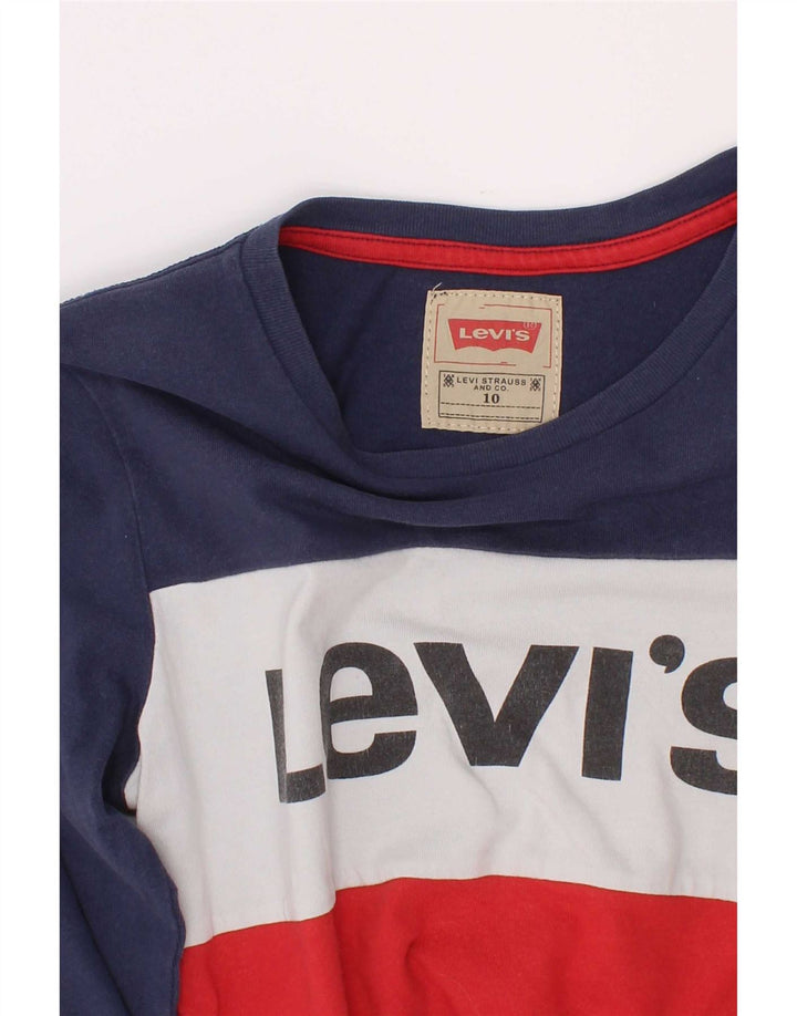 Chłopięcy top z grafiką Levi's z długim rękawem 9-10 lat, granatowy, z blokami kolorów