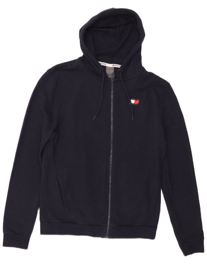 Męski sweter z kapturem i zamkiem Tommy Hilfiger, średni granatowy, bawełniany