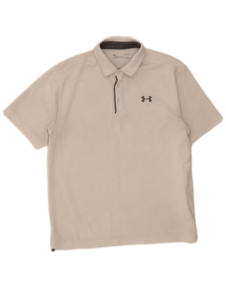 Męska koszulka polo Under Armour, duża, biała, poliestrowa, sportowa