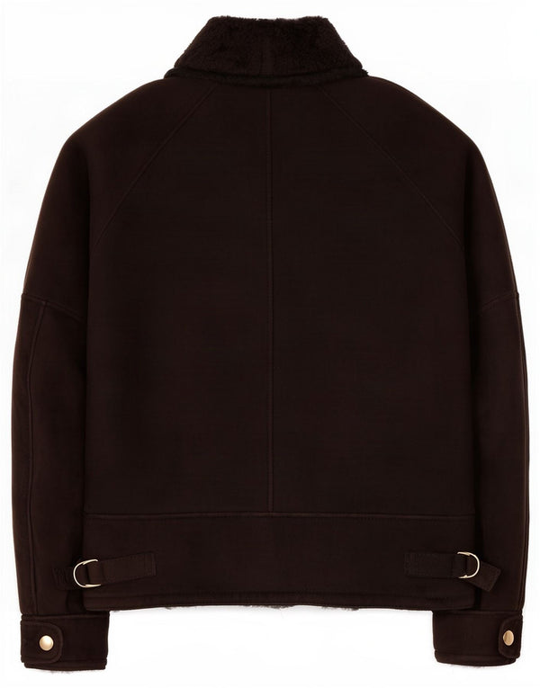Męska kurtka shearling w stylu vintage IT 50 duża czarna