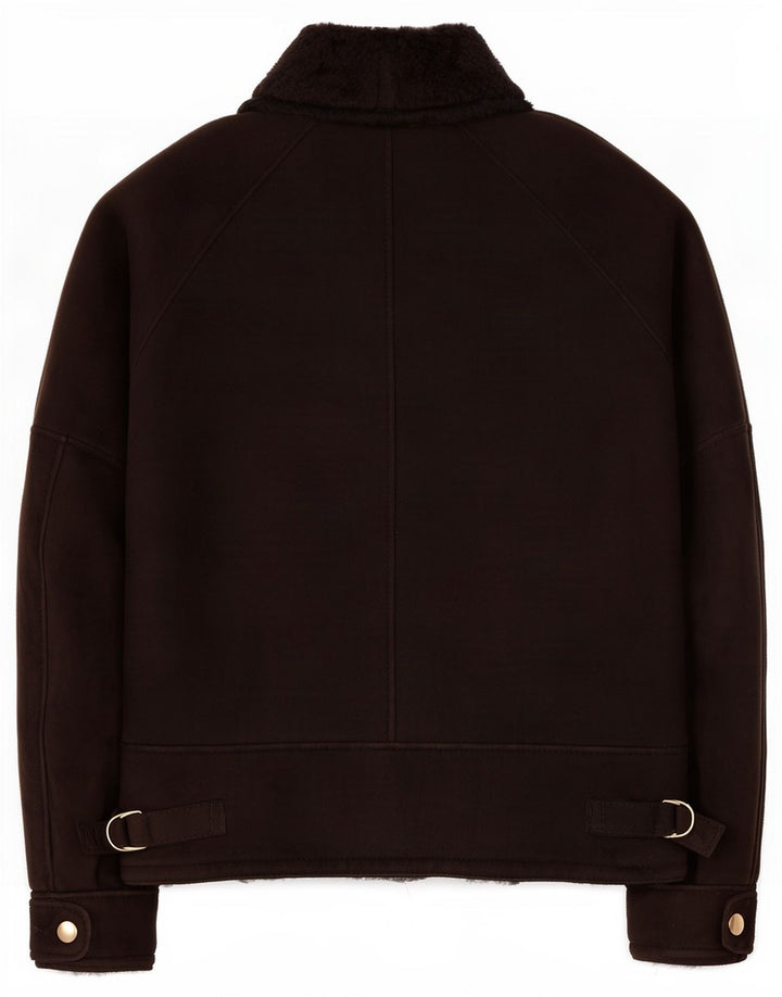 Męska kurtka shearling w stylu vintage IT 50 duża czarna
