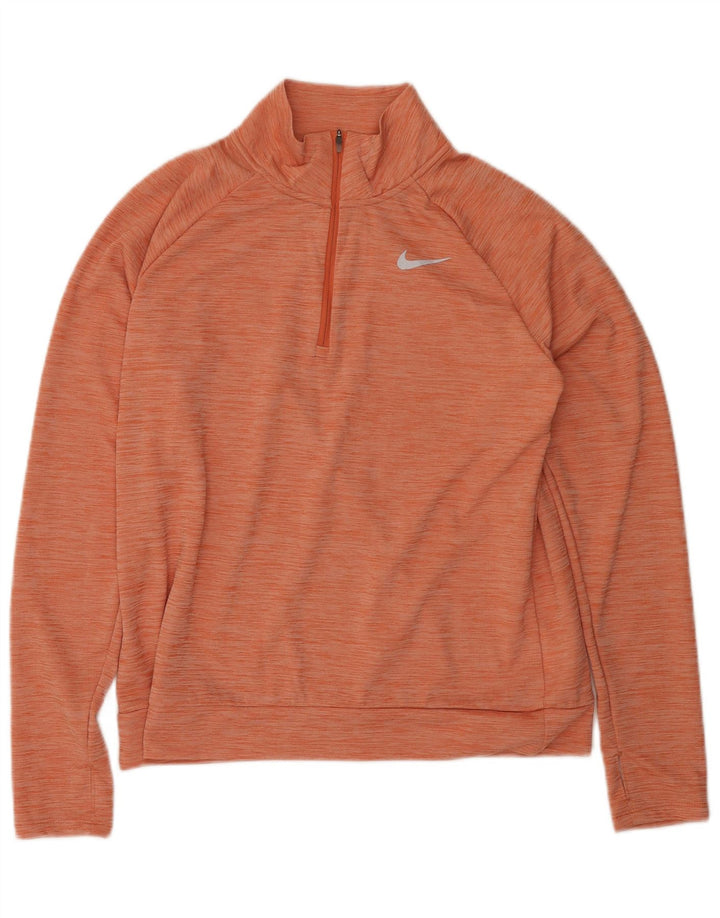 Damski dres Nike Dri Fit z zamkiem błyskawicznym na szyi, UK 14, średni pomarańczowy