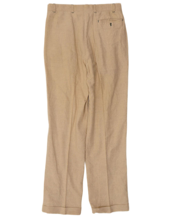 Męskie spodnie garniturowe VINTAGE IT 46 Small W32 L31 Beżowe lniane