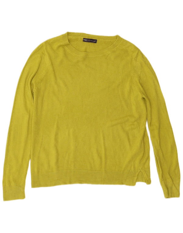 Marks & Spencer Damski sweter z dekoltem w łódkę UK 16, duży, zielony, akrylowy
