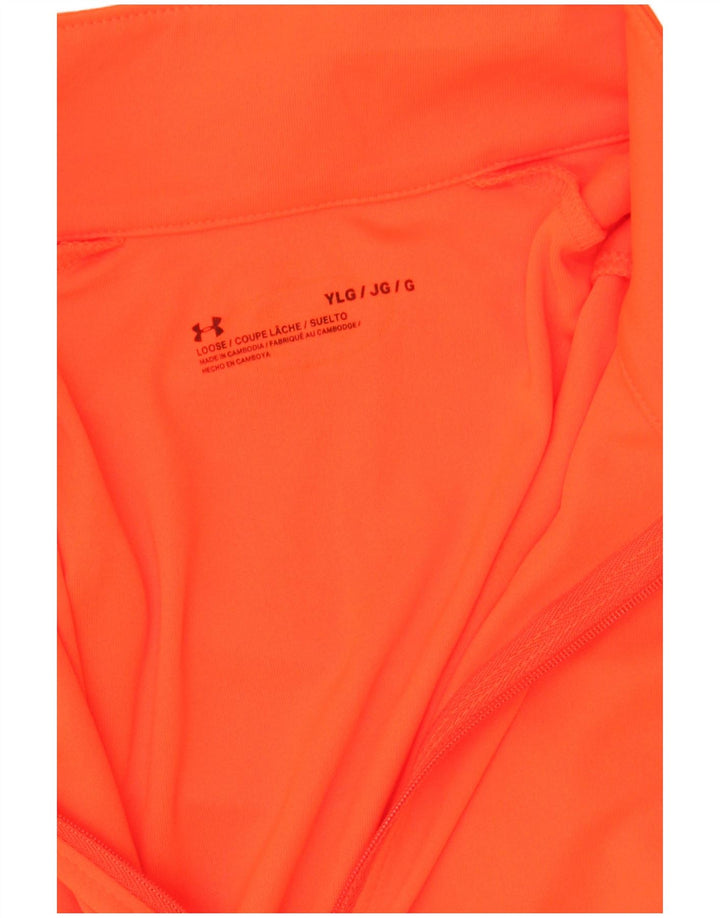 UNDER ARMOUR Boys Pullover Tracksuit Top 11-12 Years Large Orange Sports