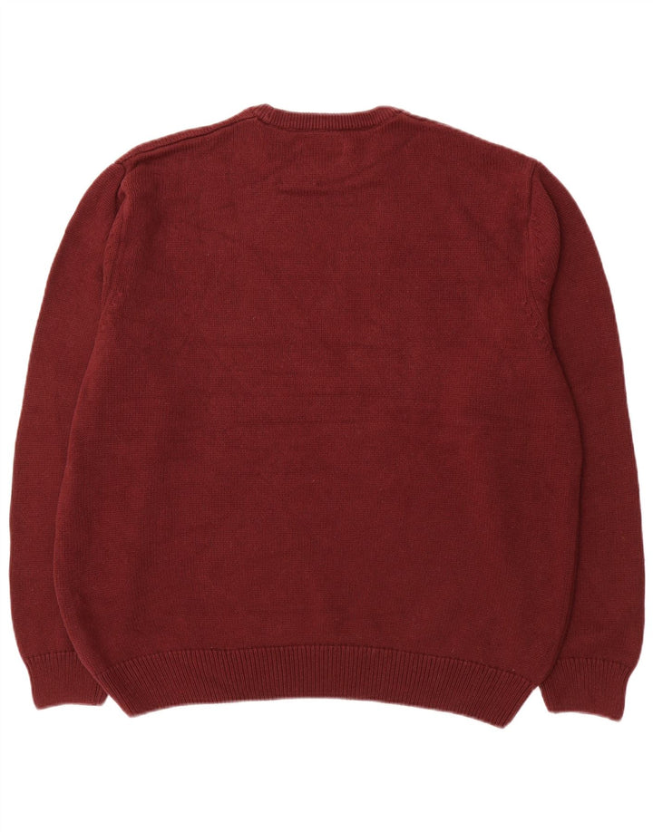 CHAPS Mens Crew Neck Jumper Sweater 2XL Burgundy Cotton